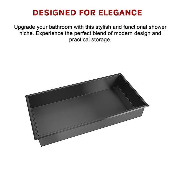 641 X 336 101Mm Shower Niche Single Shelf Organiser No Tile Needed In Black Shower Shelves & Organisers