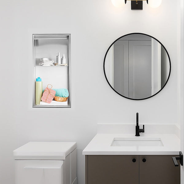 641 X 336 101Mm Shower Niche Double Shelf Organizer No Tile Needed In Stainless Steel Finish Shower Shelves & Organisers