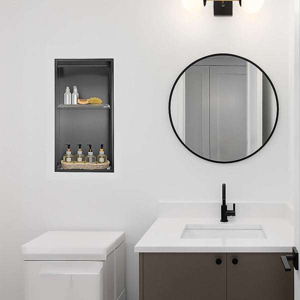 641 X 336 101Mm Shower Niche Double Shelf Organizer No Tile Needed In Black Shower Shelves & Organisers