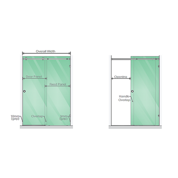 130X90cm Frameless Glass Sliding Corner Shower With Black Rail And Hardware Shower Doors