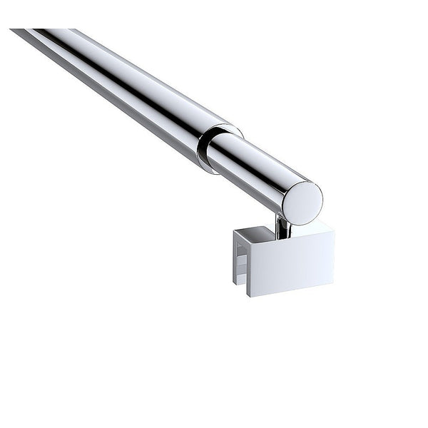 70Cm Reeded Single Shower Glass Screen With Chrome U Brackets & Round Pole Shower Doors