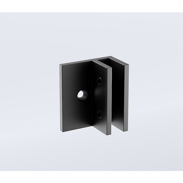 80Cm Reeded Single Shower Glass Screen With Black Wall & Floor Bracket Shower Doors
