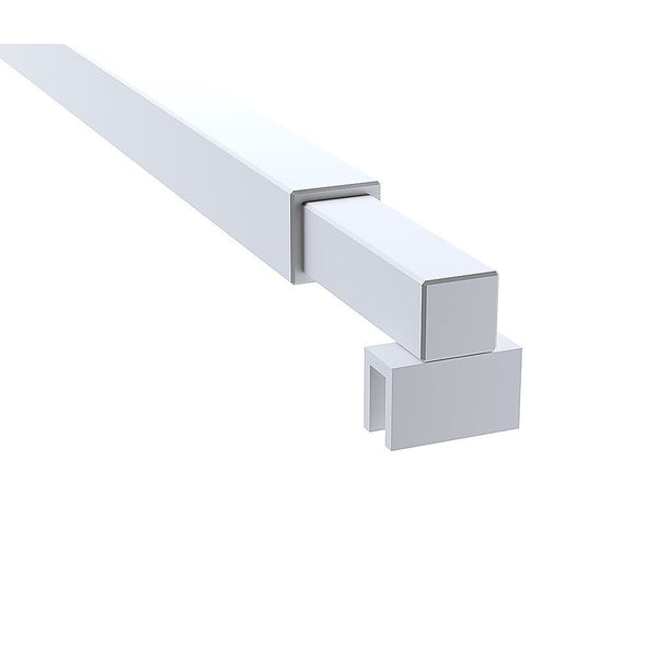 80Cm Reeded Single Shower Glass Screen With White F Brackets & Square Pole Shower Doors