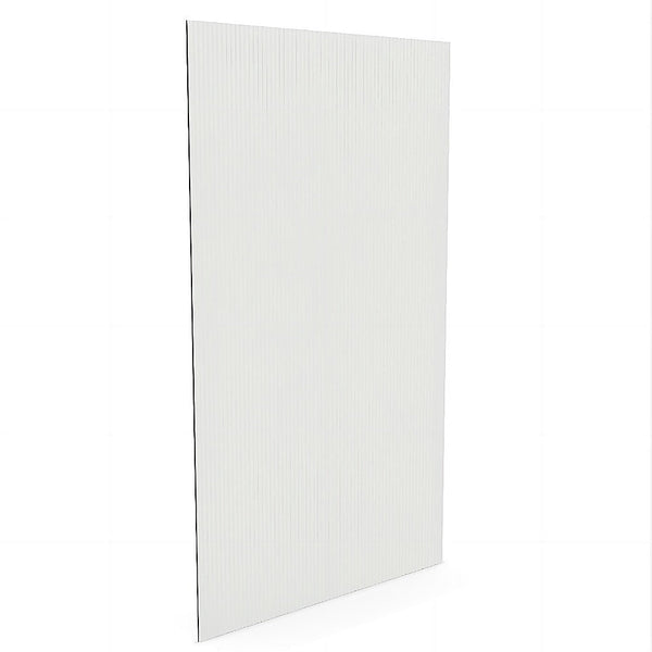 80Cm Reeded Single Shower Glass Screen With Nickel U Brackets & Round Pole Shower Doors