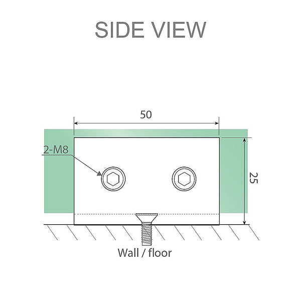 80Cm Reeded Single Shower Glass Screen With Nickel U Brackets & Round Pole Shower Doors