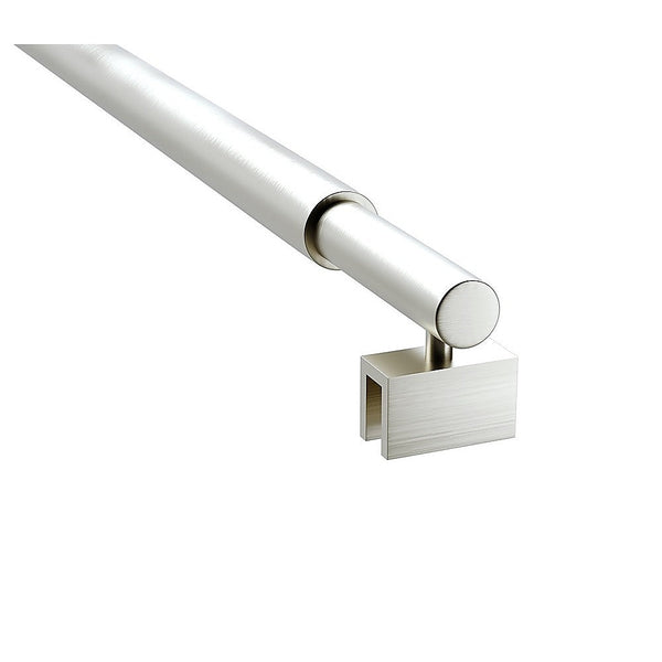 80Cm Reeded Single Shower Glass Screen With Nickel U Brackets & Round Pole Shower Doors