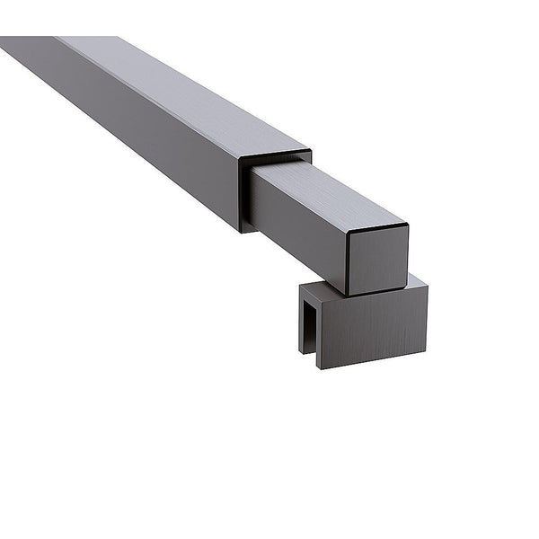 80Cm Reeded Single Shower Glass Screen With Gunmetal U Brackets & Square Pole Shower Doors