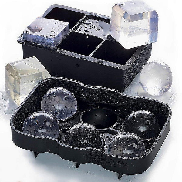 2X Ice Cube Tray Ball Mould Silicone For Whisky tails Ice Cubes Trays & Moulds