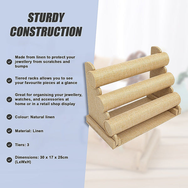 3 Tier Triple Bar Jewellery Display Rack Storage & Display