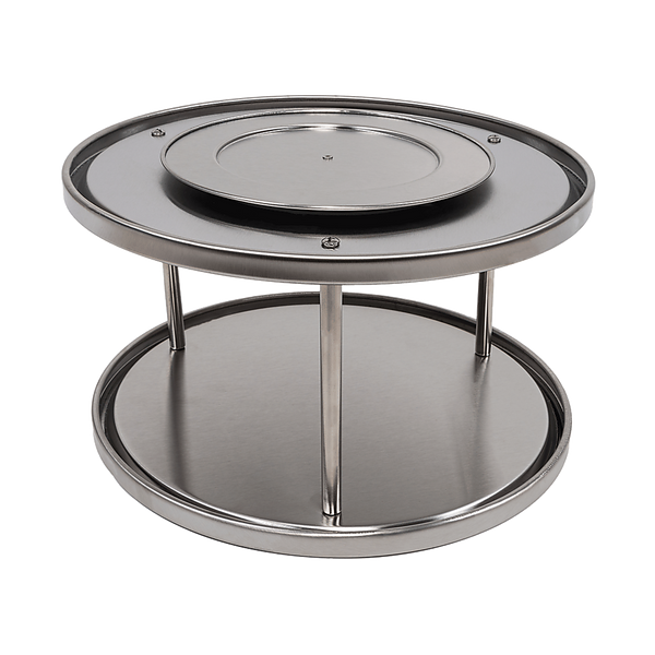 2 Tier Rack Lazy Susan Organiser Steel Kitchen Pantry Cabinet Storage Racks & Holders