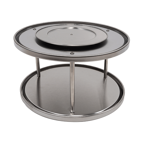 2 Tier Rack Lazy Susan Organiser Steel Kitchen Pantry Cabinet Storage Racks & Holders