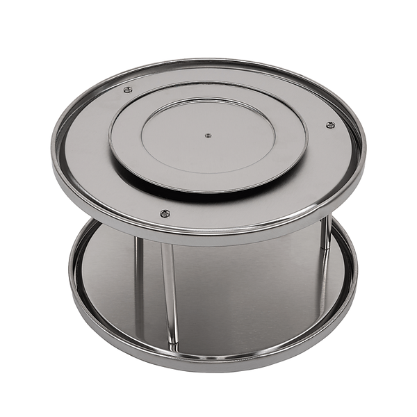 2 Tier Rack Lazy Susan Organiser Steel Kitchen Pantry Cabinet Storage Racks & Holders