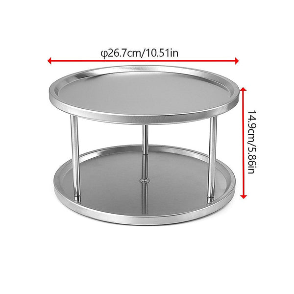 2 Tier Rack Lazy Susan Organiser Steel Kitchen Pantry Cabinet Storage Racks & Holders