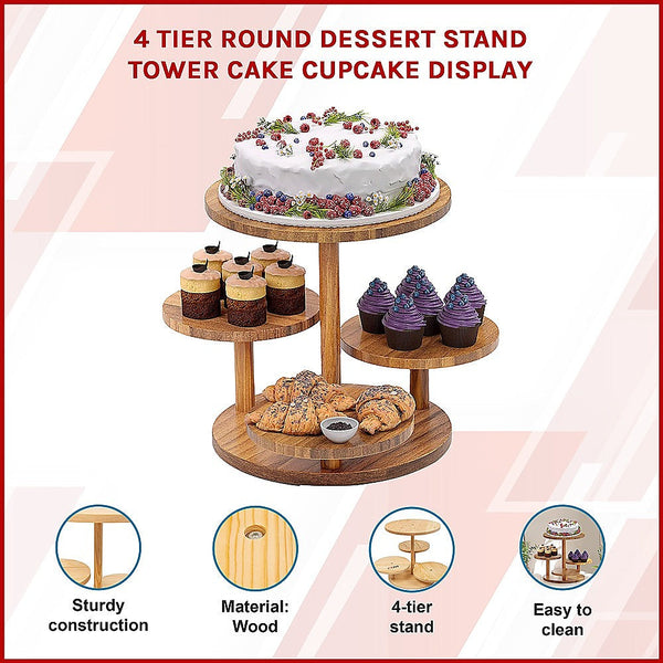 4 Tier Round Dessert Stand Tower Cake Cupcake Display Other Baking Accessories