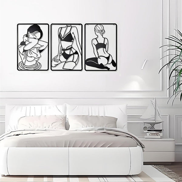 3Pc Modern Metal Decor Abstract Minimalist Decoration Wall Art