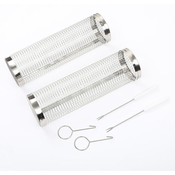 2Pc Bbq Basket Round Campfire Grid Cookware Barbecues Grills & Smokers