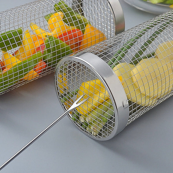 2Pc Bbq Basket Round Campfire Grid Cookware Barbecues Grills & Smokers