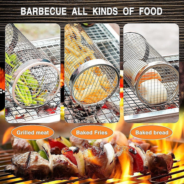 2Pc Bbq Basket Round Campfire Grid Cookware Barbecues Grills & Smokers
