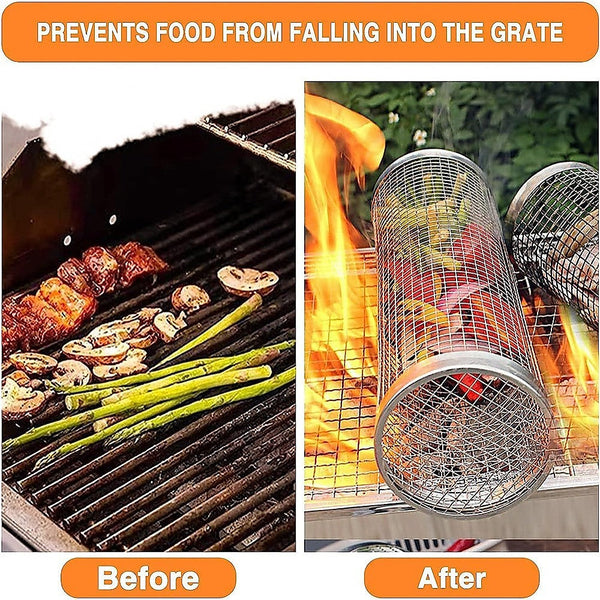 2Pc Bbq Basket Round Campfire Grid Cookware Barbecues Grills & Smokers