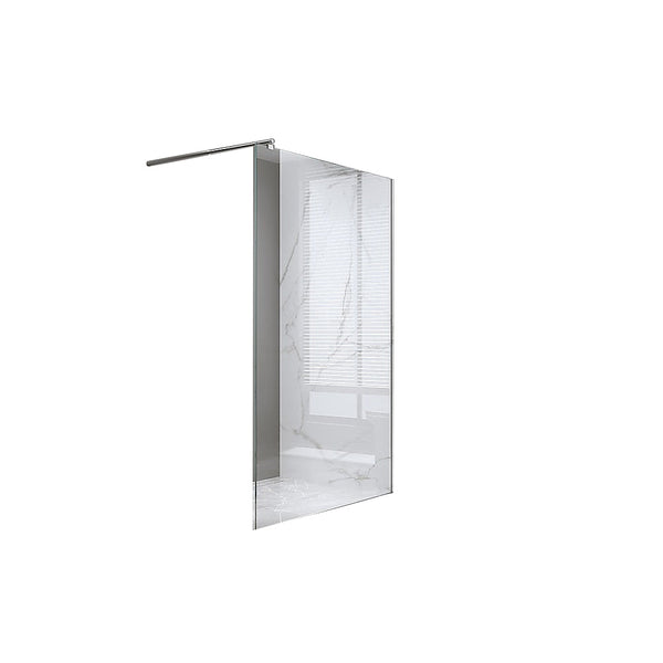 Della Francesca 70X200cm Single Shower Glass Screen With Chrome Wall Channel & Round Pole Shower Enclosures