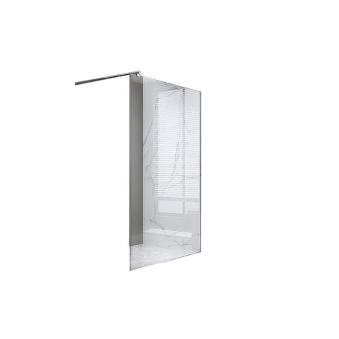 Della Francesca 70X200cm Single Shower Glass Screen With Chrome Wall Channel & Round Pole Shower Enclosures