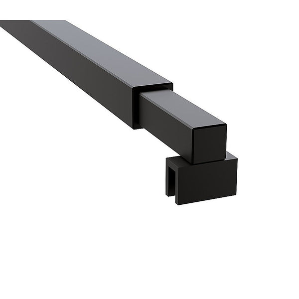 Della Francesca 80X200cm Single Shower Glass Screen With Black Wall Channel & Square Pole Shower Enclosures