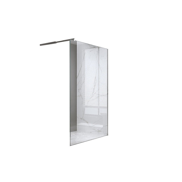 Della Francesca 80X210cm Single Shower Glass Screen With Black Wall Channel & Square Pole Shower Enclosures