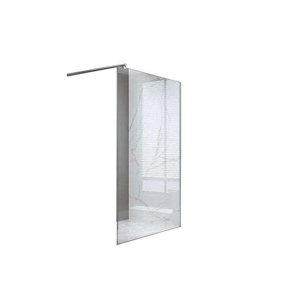 Della Francesca 90X210cm Single Shower Glass Screen With Chrome Wall Channel & Round Pole Shower Enclosures
