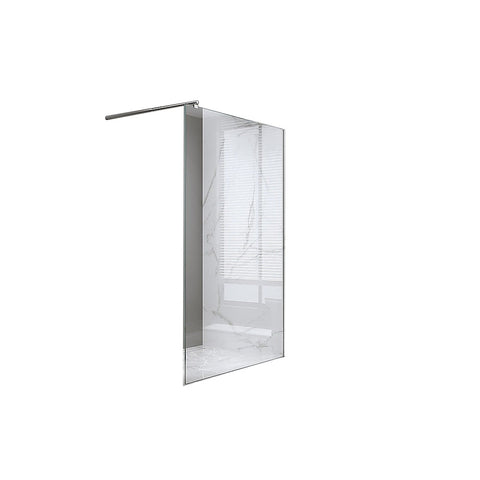 Della Francesca 90X210cm Single Shower Glass Screen With Chrome Wall Channel & Round Pole Shower Enclosures