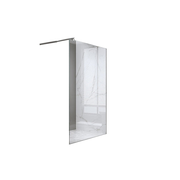 Della Francesca 100X210cm Single Shower Glass Screen With Chrome Wall Channel & Round Pole Shower Enclosures