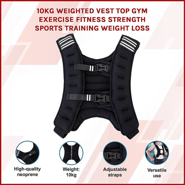 Randy & Travis Machinery 10Kg Weighted Vest Top Gym Exercise Fitness Strength Sports Training Loss Weighted Vests