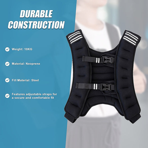 Randy & Travis Machinery 10Kg Weighted Vest Top Gym Exercise Fitness Strength Sports Training Loss Weighted Vests