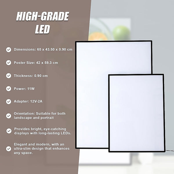 Randy & Travis Machinery A2 Led Slim Advertising Lightbox Sign Wall Mounted Poster Board Menu Frame Restaurant Signs