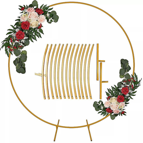Randy & Travis Machinery 250Cm Round Balloon Arch Frame Stand Gold Party Decorations