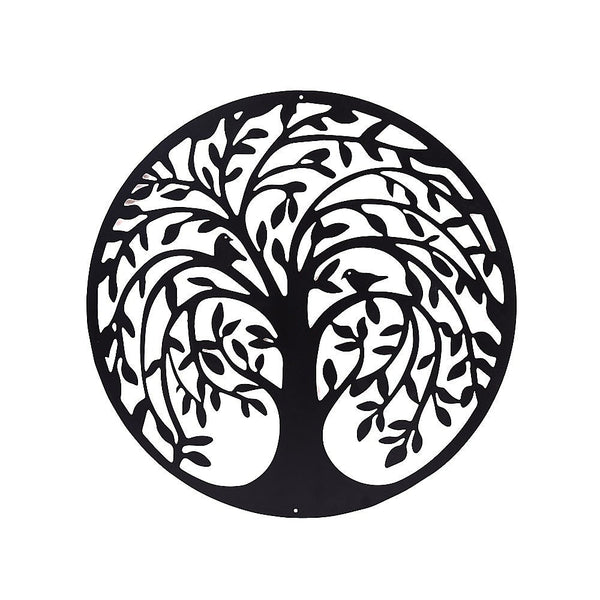 Randy & Travis Machinery French Rustic 60Cm Tree Of Life Birds Round Metal Wall Garden Art Sculpture Sculptures & Figurines