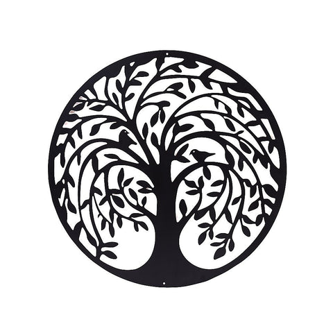 Randy & Travis Machinery French Rustic 60Cm Tree Of Life Birds Round Metal Wall Garden Art Sculpture Sculptures & Figurines