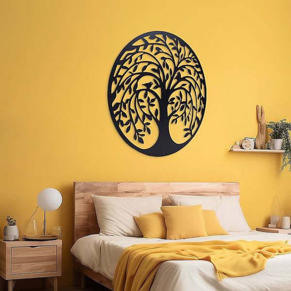 Randy & Travis Machinery French Rustic 60Cm Tree Of Life Birds Round Metal Wall Garden Art Sculpture Sculptures & Figurines