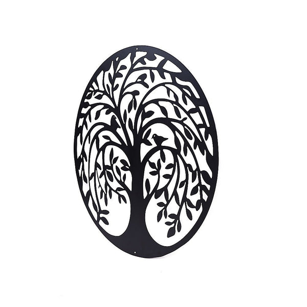 Randy & Travis Machinery French Rustic 60Cm Tree Of Life Birds Round Metal Wall Garden Art Sculpture Sculptures & Figurines