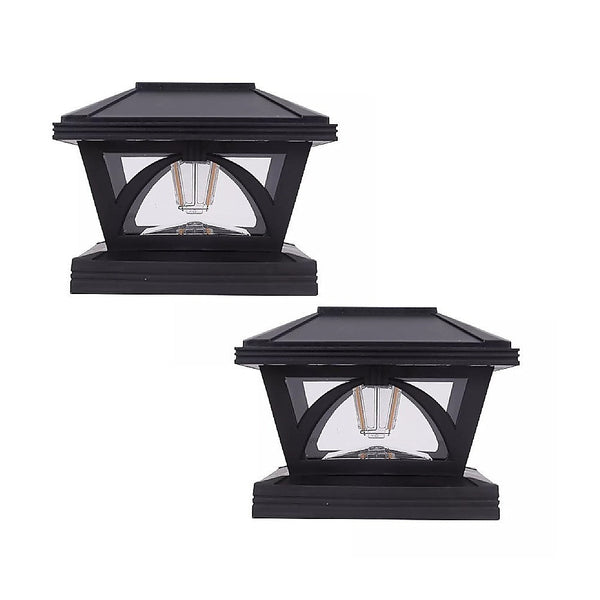 2 Pack Outdoor Flame Light Solar Post Deck Fence Cap Landscape & Walkway Lights