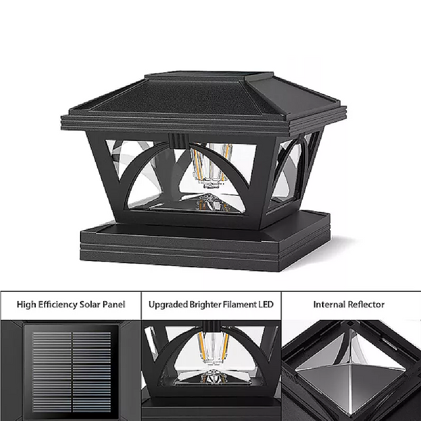 2 Pack Outdoor Flame Light Solar Post Deck Fence Cap Landscape & Walkway Lights