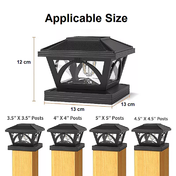 2 Pack Outdoor Flame Light Solar Post Deck Fence Cap Landscape & Walkway Lights