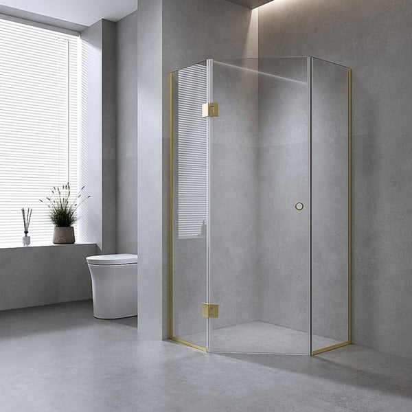 Della Francesca 90Cm Frameless Diamond Shower Screen With Chrome Channels And Ss Hinges & Round Handle Shower Doors