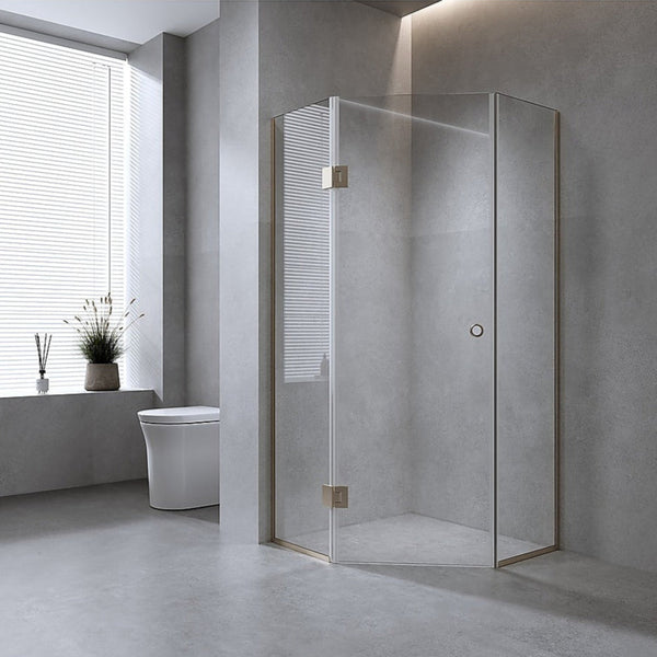 Della Francesca 100Cm Frameless Diamond Shower Screen With Chrome Channels And Ss Hinges & Round Handle Shower Enclosures