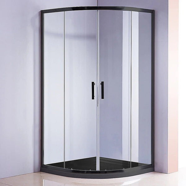 Della Francesca 100X100cm Rounded Curved Shower Base In Black Shower Heads & Combos