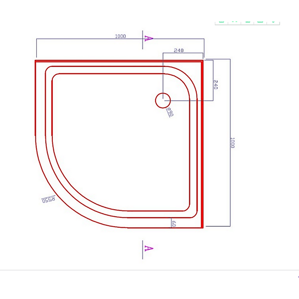 Della Francesca 100X100cm Rounded Curved Shower Base In Black Shower Heads & Combos