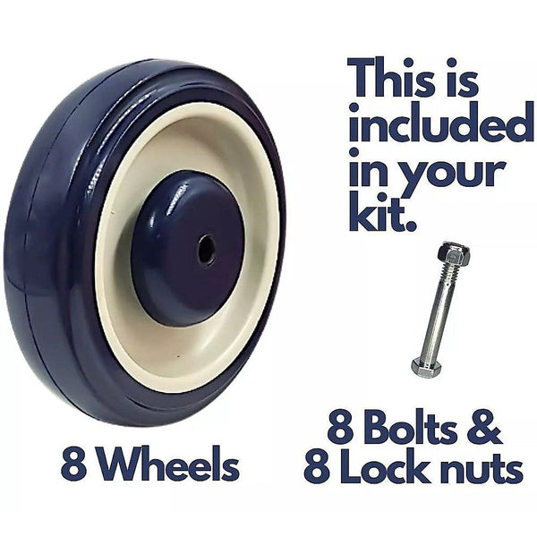 8 X 5" Diameter Wheels Nuts And Bolts Included Castor Wheels