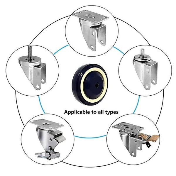 8 X 5" Diameter Wheels Nuts And Bolts Included Castor Wheels