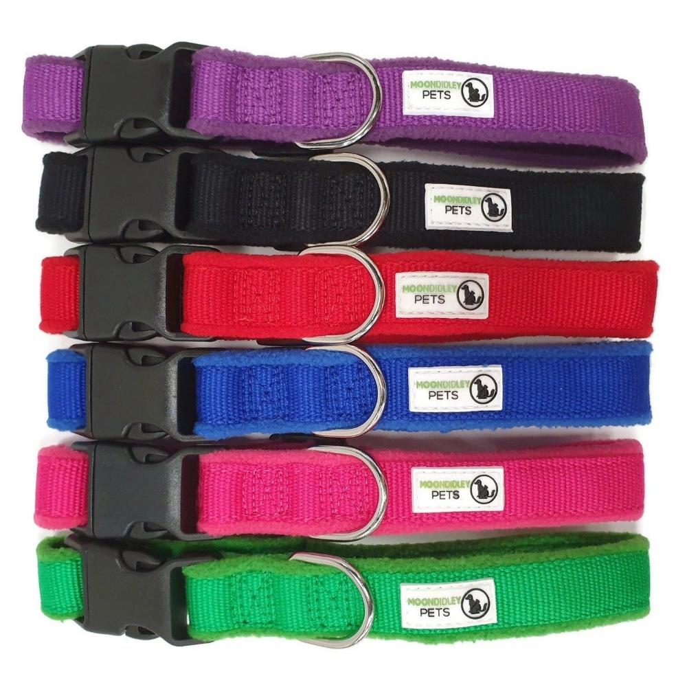 Moondidley Pets 100% Pure Bamboo Fibre W/Fleece Lining Dog Collar Plastic Buckle Leads & Head Collars