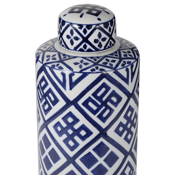 Valora Blue & White Cylinder Jar 35Cm Canisters & Jars