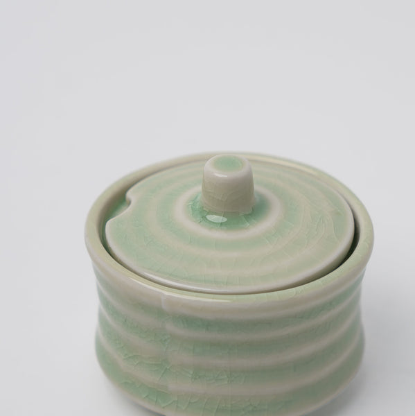 Sugar Pot 5.3Cm Ribbed Celadon Glaze Teapots